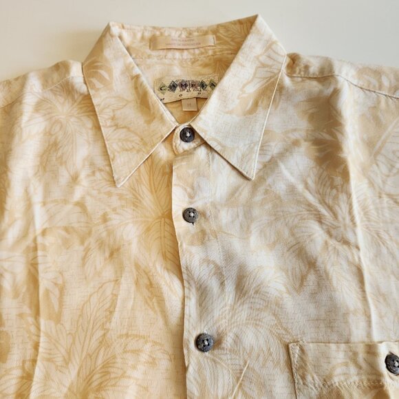 Campia Moda Hawaiian Shirt Rayon Tropical Beach Beige Button Up Medium NEW NWOT - Picture 4 of 10